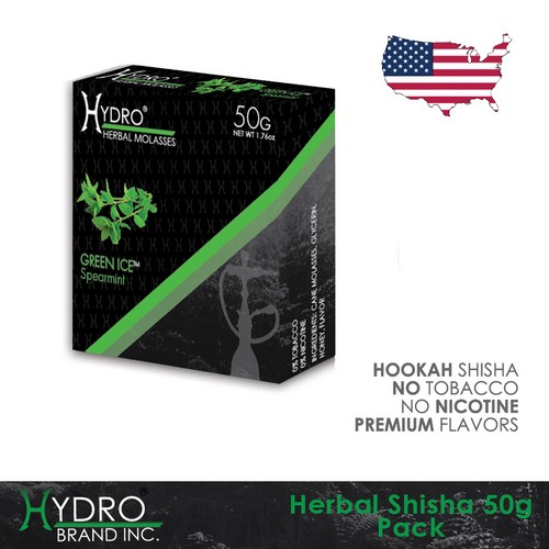 Hydro® Nicotine Free Hookah Shisha 50g Pack GREEN ICE (SPEARMINT)