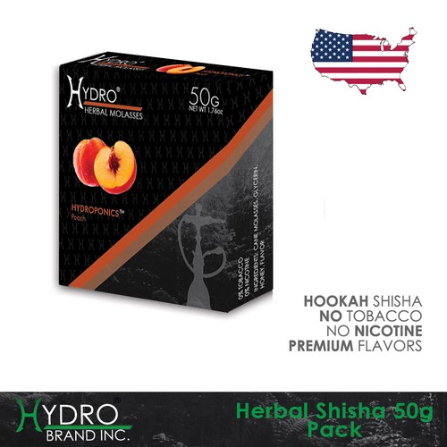 Hydro® Nicotine Free Hookah Shisha 50g Pack HYDROPONICS (PEACH)