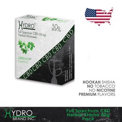 Hydro® CBD Nicotine Free Hookah Shisha 50g Pack GREEN ICE (SPEARMINT)