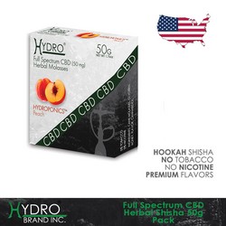 Hydro® CBD Nicotine Free Hookah Shisha 50g Pack HYDROPONICS (PEACH)