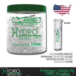 Hydro® Glass Tip DISPLAY (100ct) ROUND CLEAR