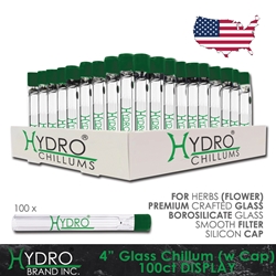 Hydro® Glass Chillum (with Cap) 4" Display (100ct) CLEAR