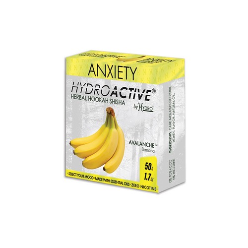 HydroActive® Nicotine Free Hookah Shisha 50g Pack ANXIETY Avalanche Banana