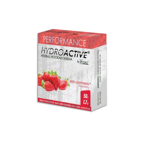 HydroActive® Nicotine Free Hookah Shisha 50g Pack PERFORMANCE Red Lightning