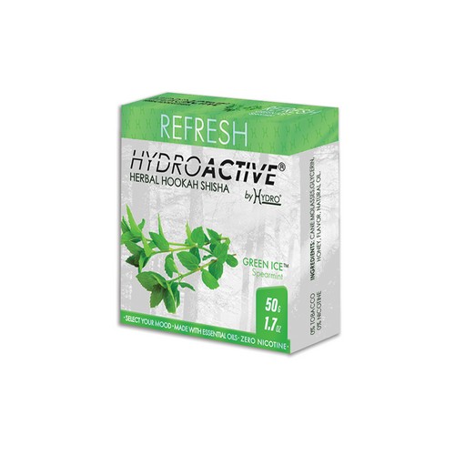 HydroActive® Nicotine Free Hookah Shisha 50g Pack REFRESH Green Ice Spearmint