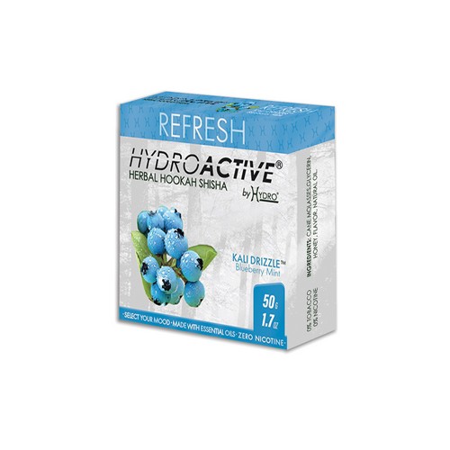 HydroActive® Nicotine Free Hookah Shisha 50g Pack REFRESH Kali Drizzle Blueberry Mint