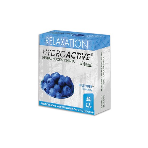 HydroActive® Nicotine Free Hookah Shisha 50g Pack RELAXATION Blue Viper Blueberry