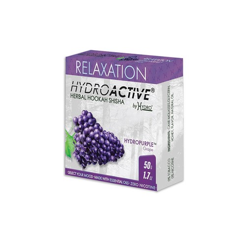 HydroActive® Nicotine Free Hookah Shisha 50g Pack RELAXATION Hydropurple Grape
